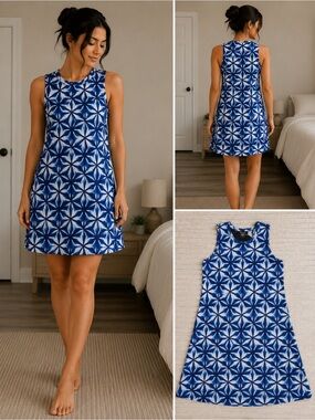 Sleeveless Blue Starburst A-Line Dress